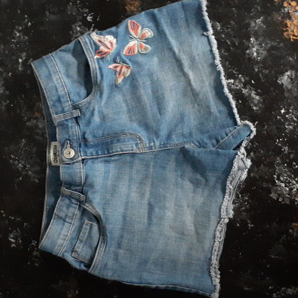 Oshkosh B'gosh Girls Blue Denim Shorts with Embroidered Butterflies Size 14